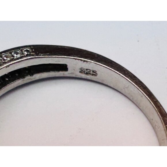 Estate Sterling Silver 925 Red Emerald Cut Gemstone Ring Split Shank Size 8 - Picture 9 of 11